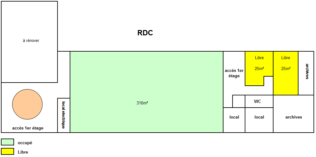 Plan des bureaux à louer RDC Centre des entrepreneurs Abbeville