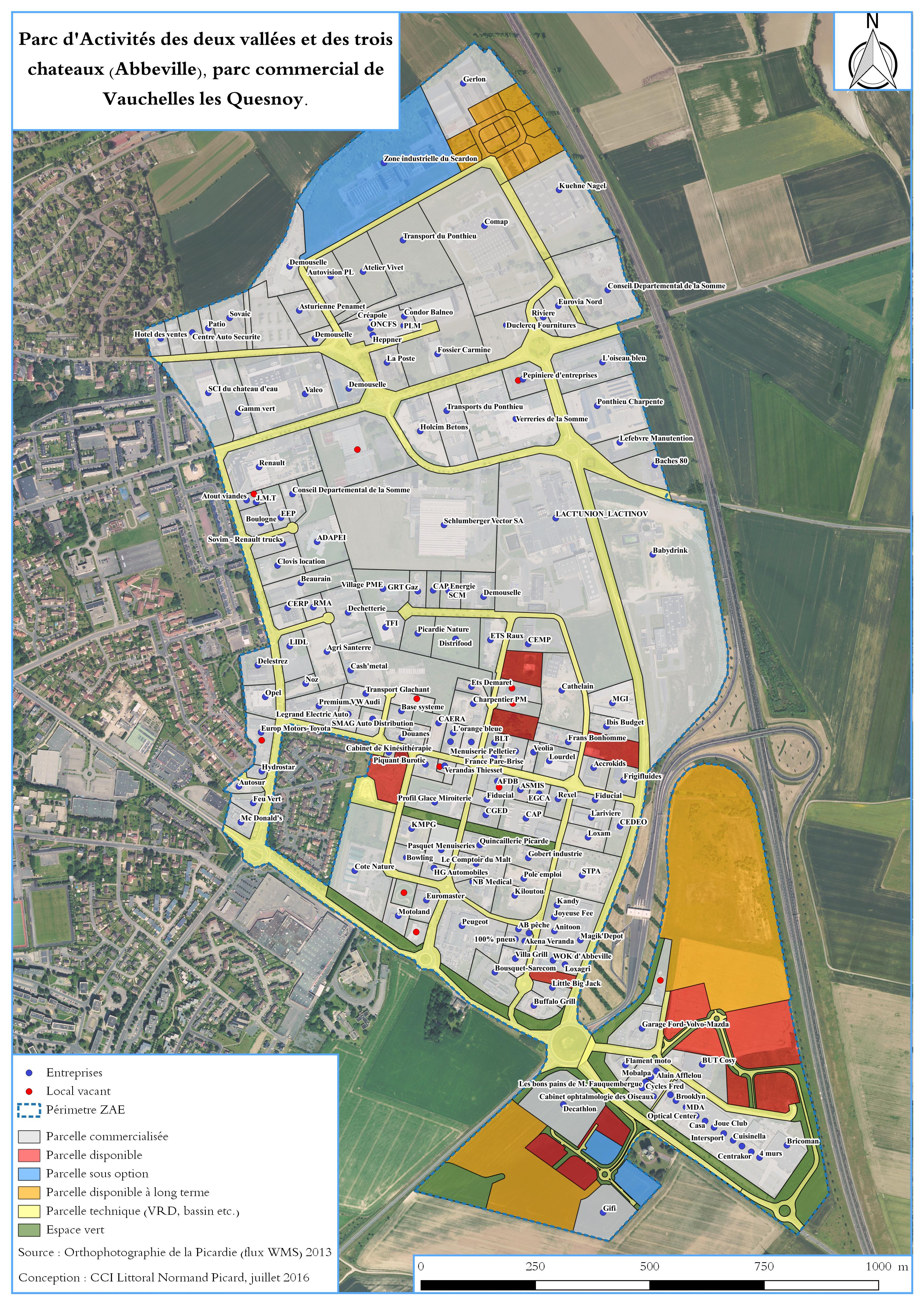 Plan parc d'activités des 2 vallées et des 3 châteaux à Abbeville